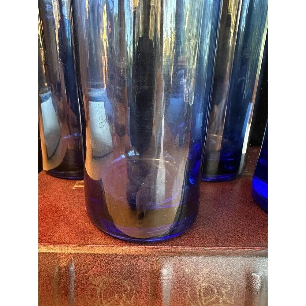 4 VTG Libbey Deep COBALT BLUE Round Bottom 5-3/4
